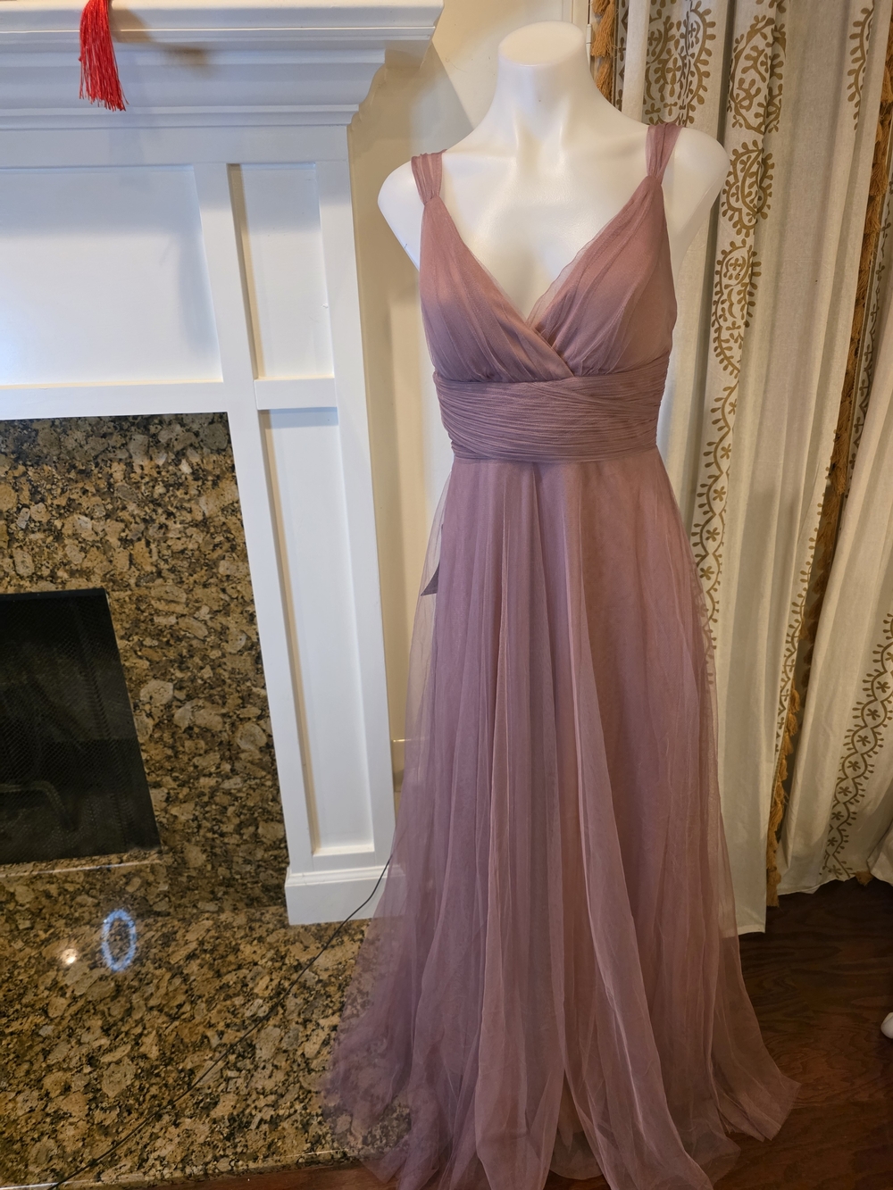 Elegant Mauve Tulle Evening Dress - Women's Formal Gown